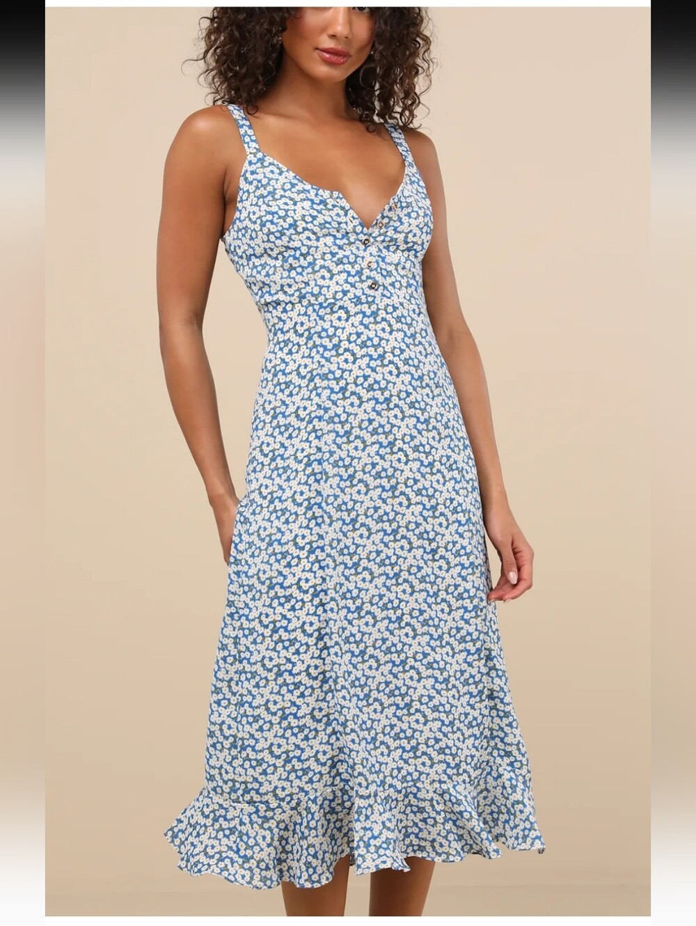 Lulus Darling Daisies Floral Midi Dress- XS
